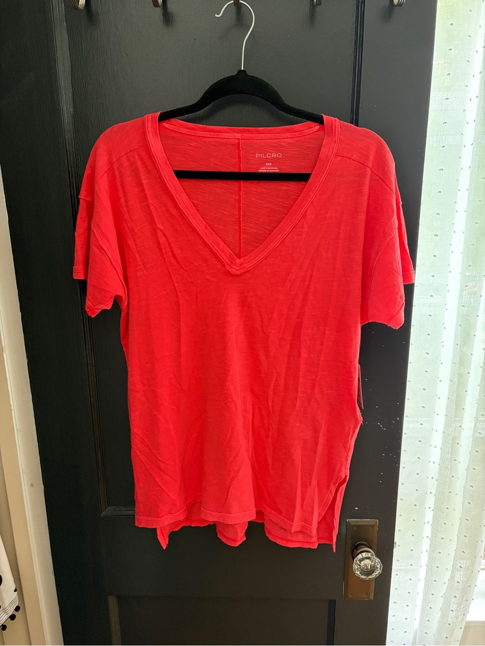 NWT Pilcro Anthropologie Coral V-Neck Short Sleeve Tee